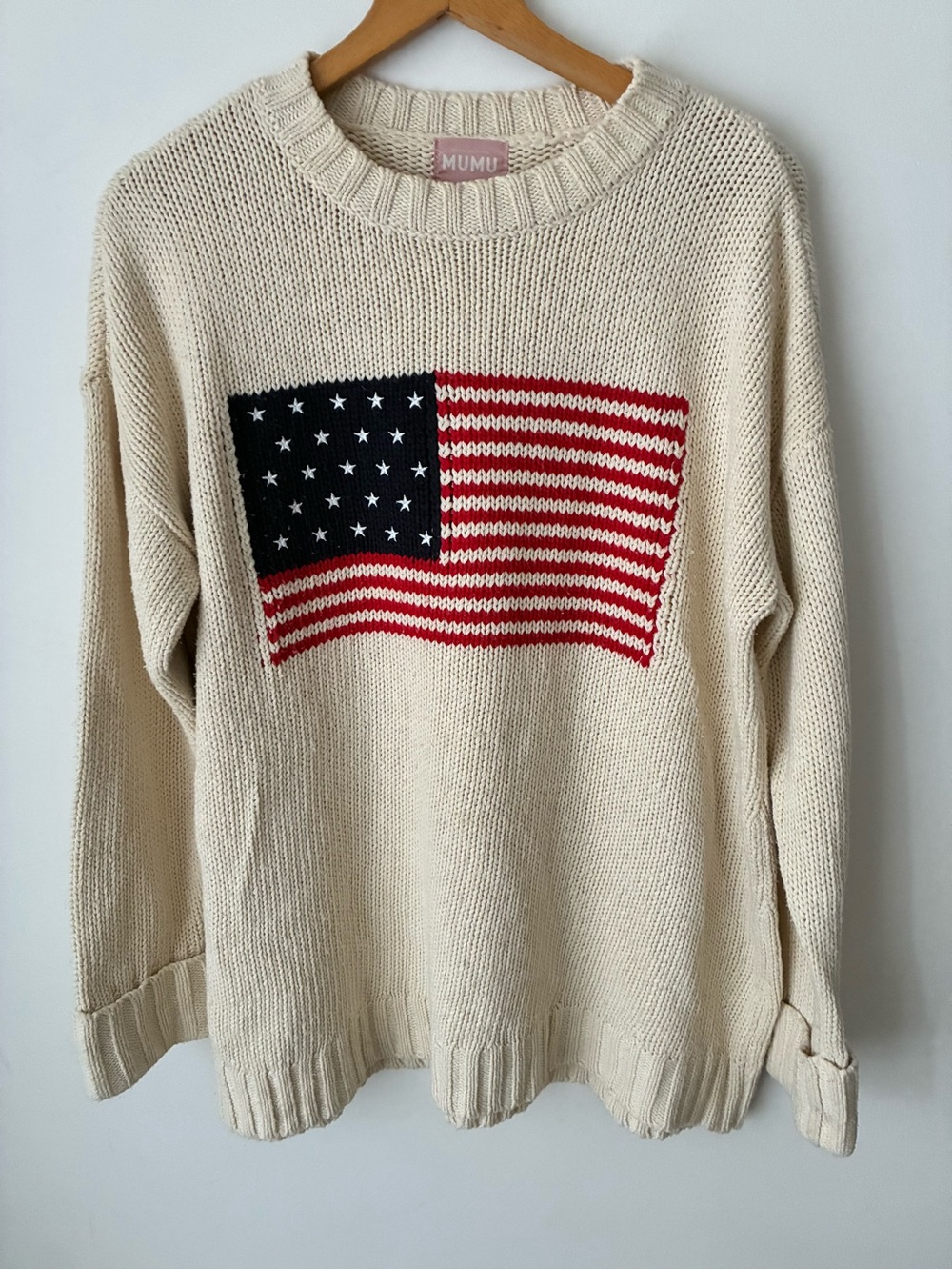 Show Me Your Mumu Sweater Women’s M Fireside American Flag Oversized Knit